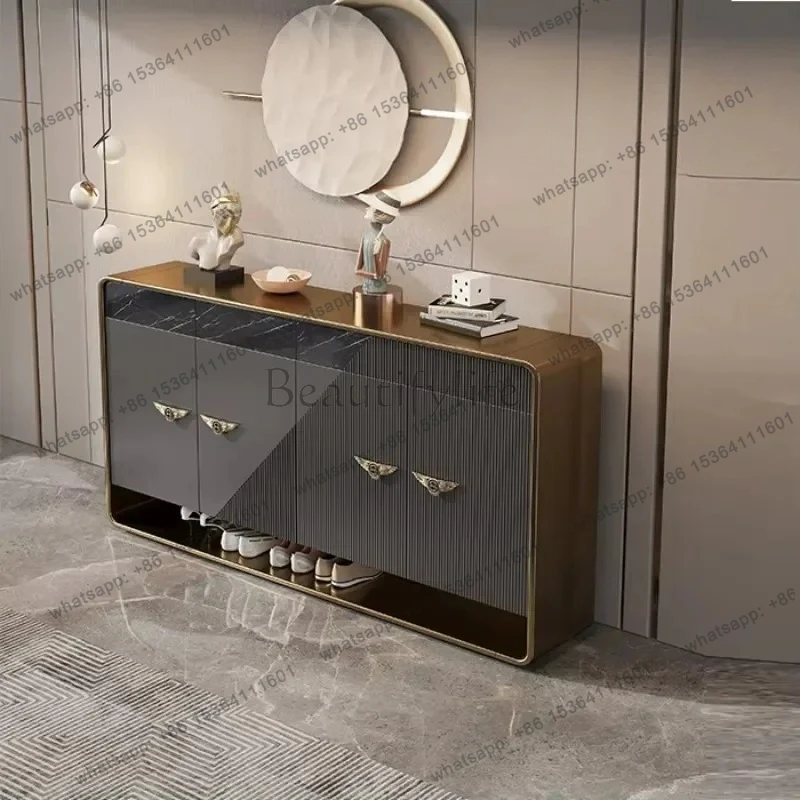 

25LD Light luxury shoe cabinet Solid wood entry foyer cabinet High-end postmodern entrance Storage large capacity against the w