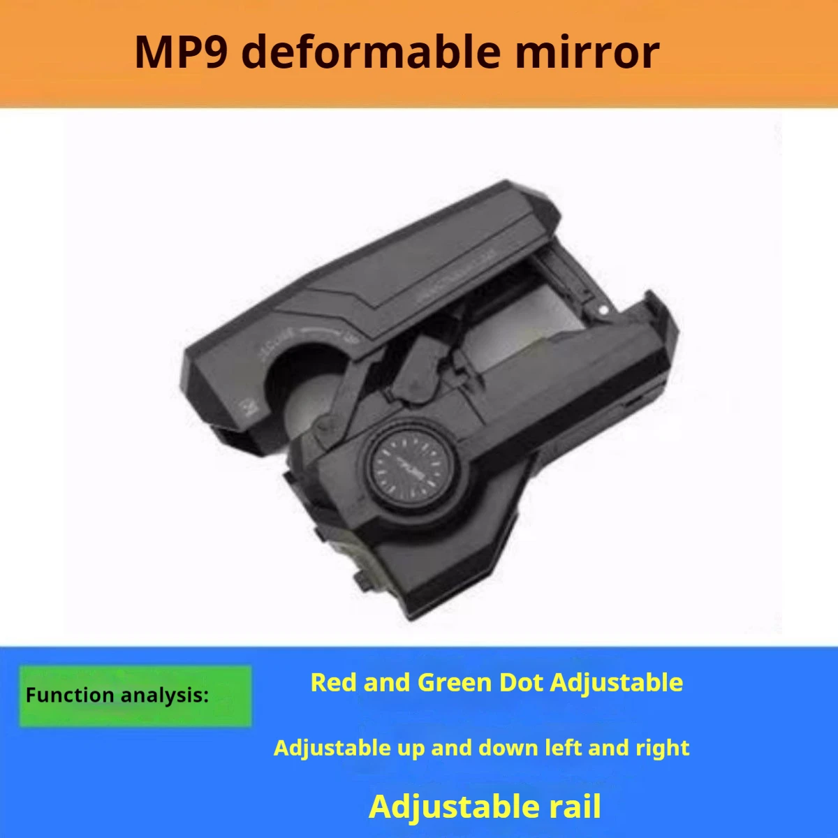 

MP9 deformation sight, adjustable up, down, left, right universal 20mm guide rail