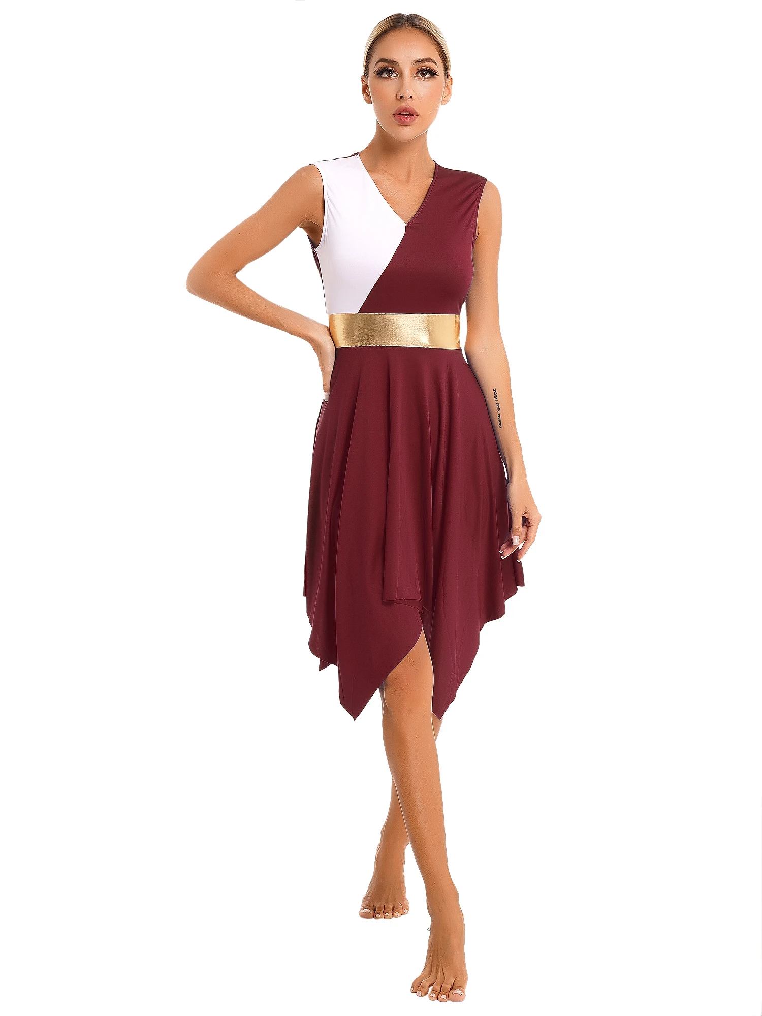 Women Liturgical Choir Performanc Outfit Church Celebration of Spirit Sleeveless Irregular Hem Dress + Pants femme Praise Dress - Image 3