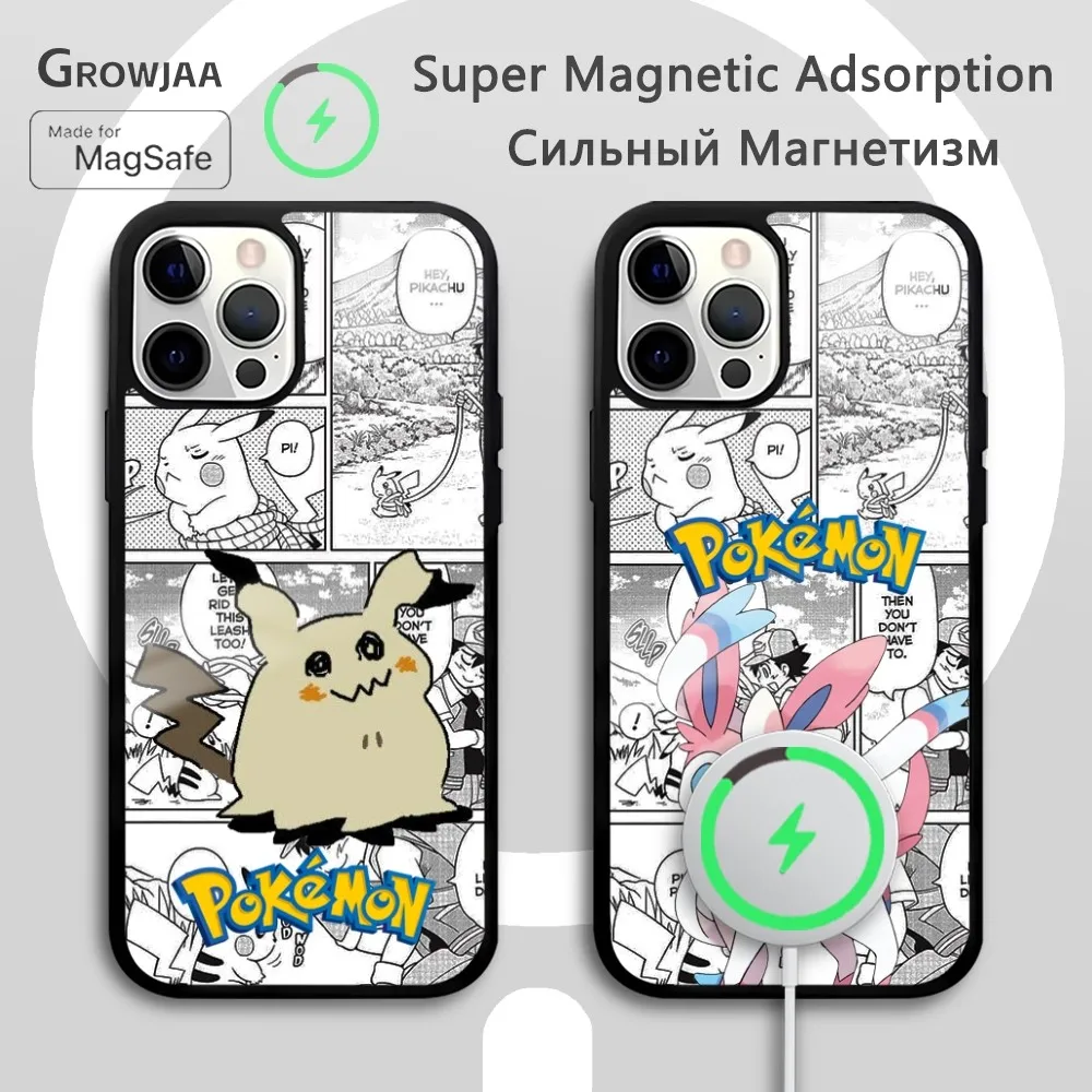 حافظة هاتف Mimikyu Cute Sylveon لهاتف iPhone 16 15 14 13 12 11 Pro Max Plus Mini Magsafe مرآة لاسلكية مغناطيسية Funda