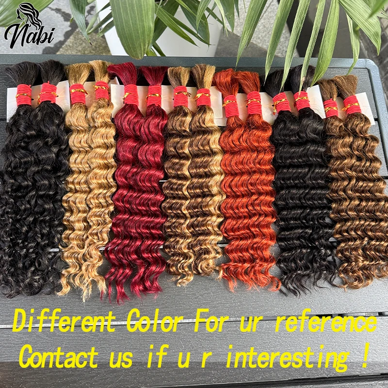 Nabi Boho-Zöpfe, unverarbeitetes Echthaar, Flechthaar, braun, tief gewellt, ohne Schuss, brasilianisches Echthaar zum Flechten