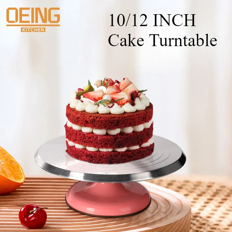 

Cake Turntable Pastry Decorating Table Stand Professional Household Baking Tools Rotating Tray 10 /12 Inch Aluminum Alloy