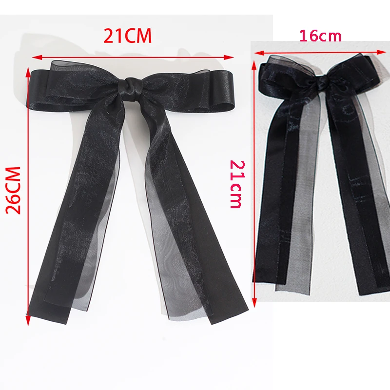 Lystrfac Fashion Mesh Ribbon Bow Hair Clips for Women Girls Back Head Top Clip Hairpin Hairgrips Retro Hair Accessories