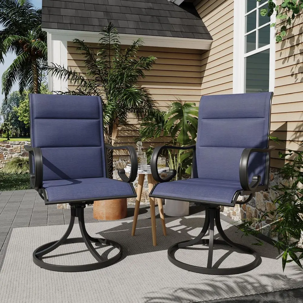 

Swivel Outdoor Chairs Set of 8, High Back Padded Textilene Patio Dining Chairs with ECoating Metal Frame, AllWeather Outdoor Fu