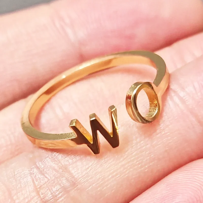

Personalized Custom Couple's Initials 2 Letters Luxury Stainless Steel Rings Women Jewelry Wedding Rings Birthday Gift Wholesale