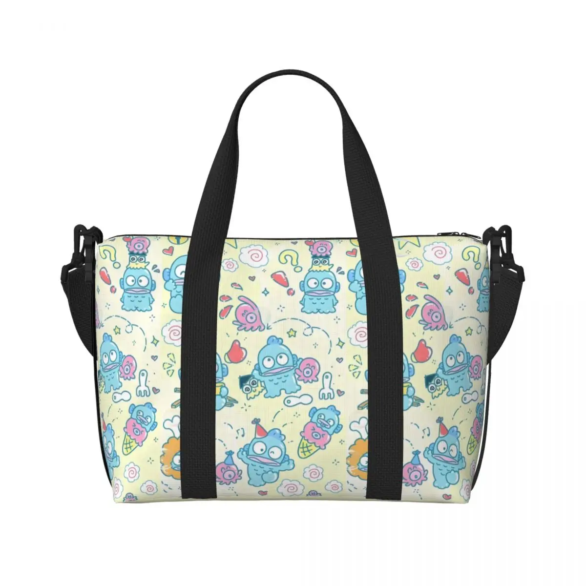 

Пляжная большая сумка Hangyodon на заказ, женская контрастная милая сумка с большим отделением, пляжные дорожные сумки для спортзала