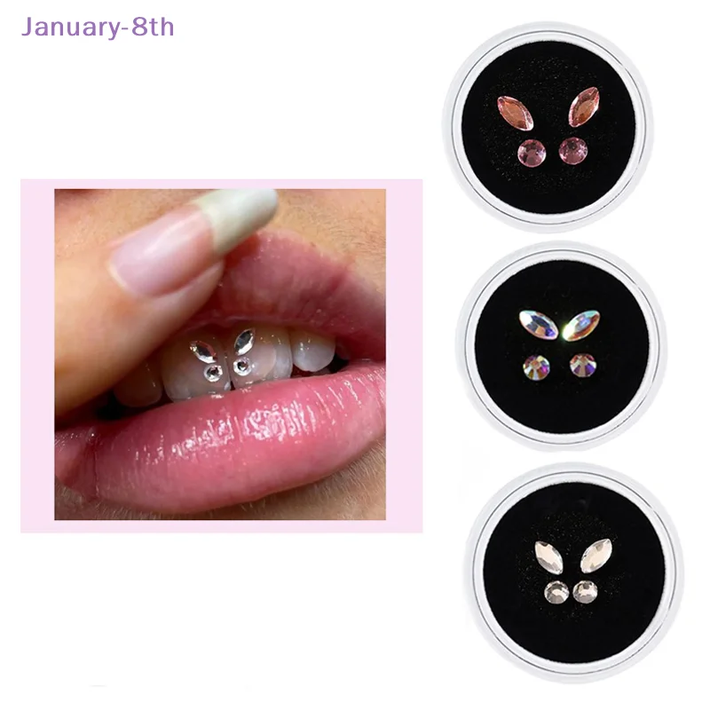 

4Pcs/Box Dental Tooth Gems Crystal Diamond Ornament Various Shapes Color Teeth Jewelry Denture Acrylic