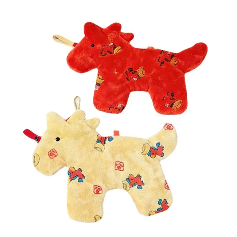 

Полотенце для рук с изображением мультяшной лошади, из кораллового флиса, для дома и кухни, на Китайский Новый год, утолщенное, висячее, впитывающее, для ванной комнаты