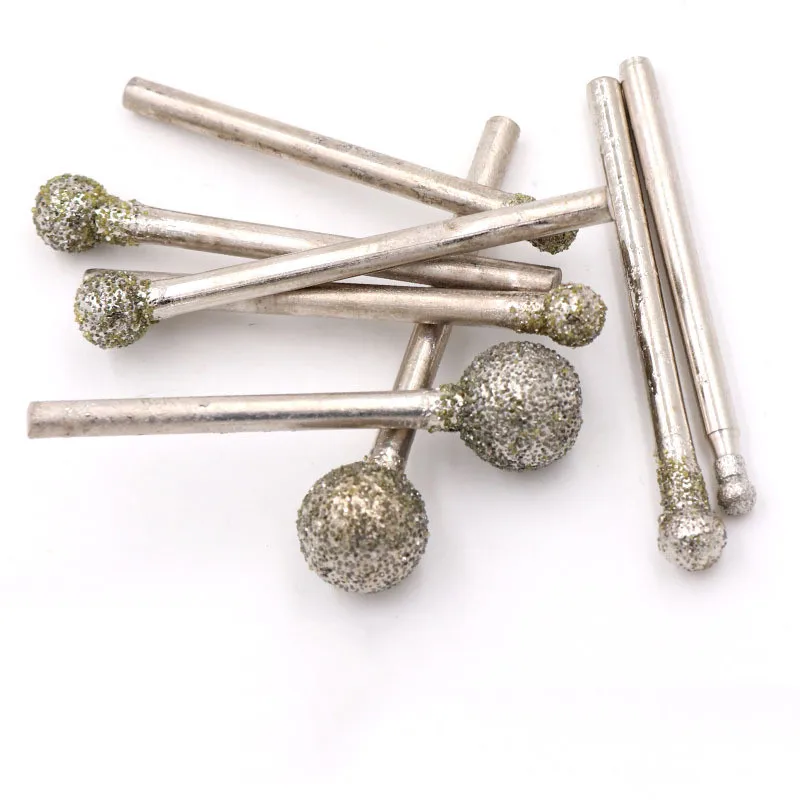 5pcs diamond ball grinding head 3mm shank diameter electroplated blade coarse sand grinding rod 46 mesh metal stone grinding