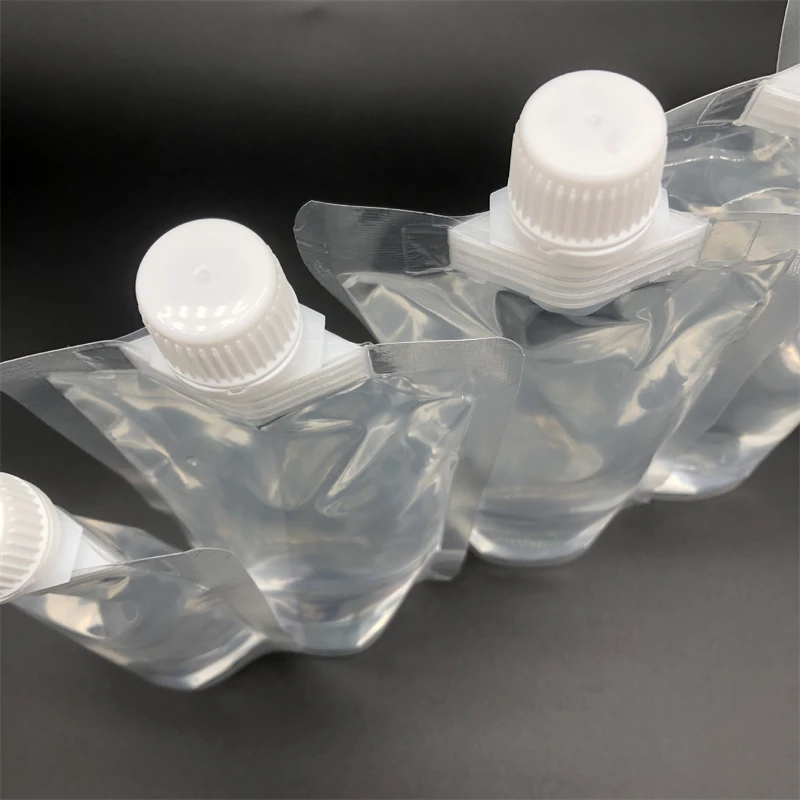 StoBag 50pcs Plastic Transparent Liquid Packaging Big Nozzle Bags Juice Beverage Milk Sealed Stand Up Storage Reusable Pouches