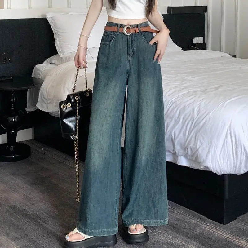 

Retro Baggy Jeans Wide Leg Pants Autumn Winter New Korean Fashion High Waist Loose Trousers Women's Woman Urban Street Denim Y2k