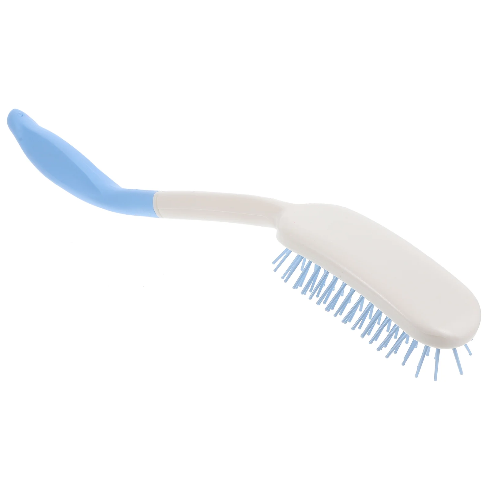 

Long Handle Hair Brush Curved Comb Plastic Stamp Blue Abs Women's