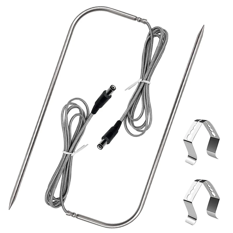 

2Pack Temperature Meat Probe Compatible With RT-700, Wood Grill, Grill Accessories, With Thermometer Probe Holder Clip