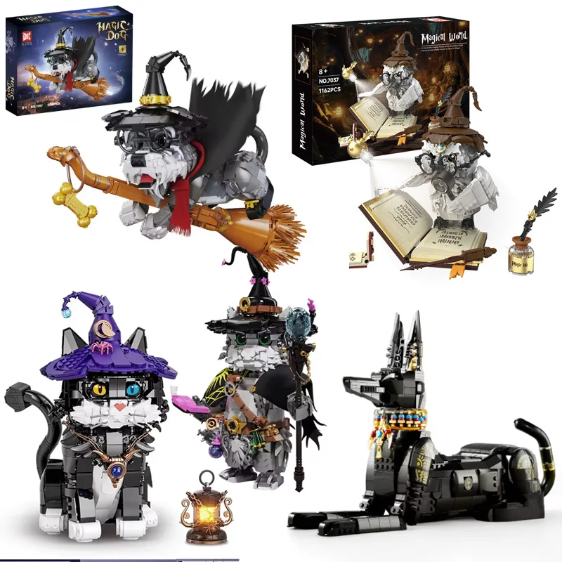 

Creative Magic Series Owl/Dog/Cat Model Building Blocks Set Cartoon Animal Assembly Ornaments Boys Toys MOC Bricks Kids Gifts