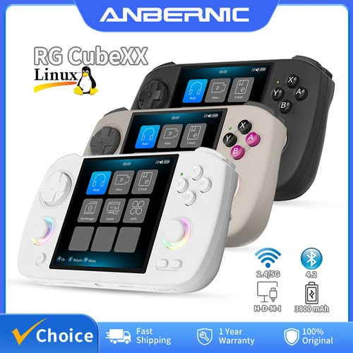 ANBERNIC-consola de juegos portátil RG Cubexx, Retro, pantalla IPS de 3,95 "", 720x720, Linux, 64 bits, compatible con WiFi, Bluetooth, transmisión de videojuegos