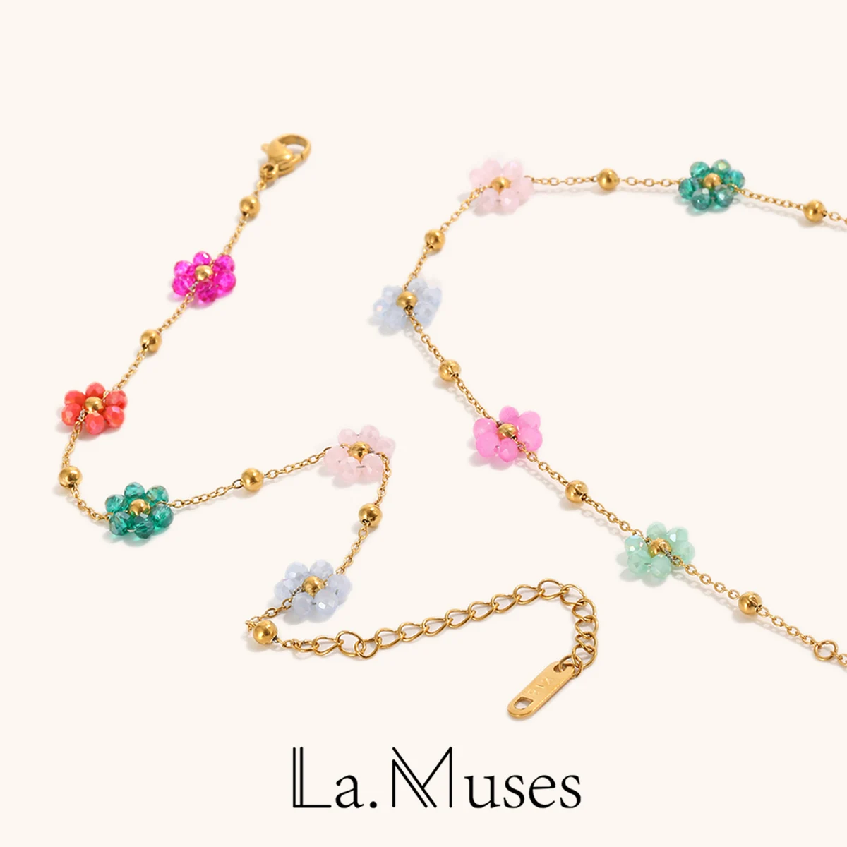 La. Colliers Muses Sweet faits à la main, fleurs colorées à 7 pétales, pour femmes, bijoux en acier inoxydable de qualité supérieure, une seule pièce