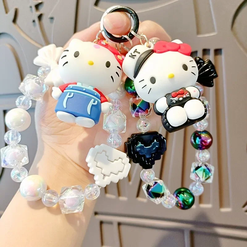 Sanrio Cartoon Cartoon Hello Kitty Mobiele Telefoon Hanger, Nieuwe Dress-Up Kraal Armband Cartoon Pop Meisje Schattige Tas Hanger Decoratie