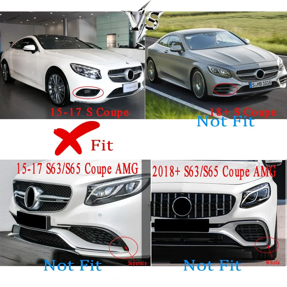 Front Bumper Racing Grill Billet Grille Cover For Mercedes-Benz W217 S Coupe 2015 2016 2017