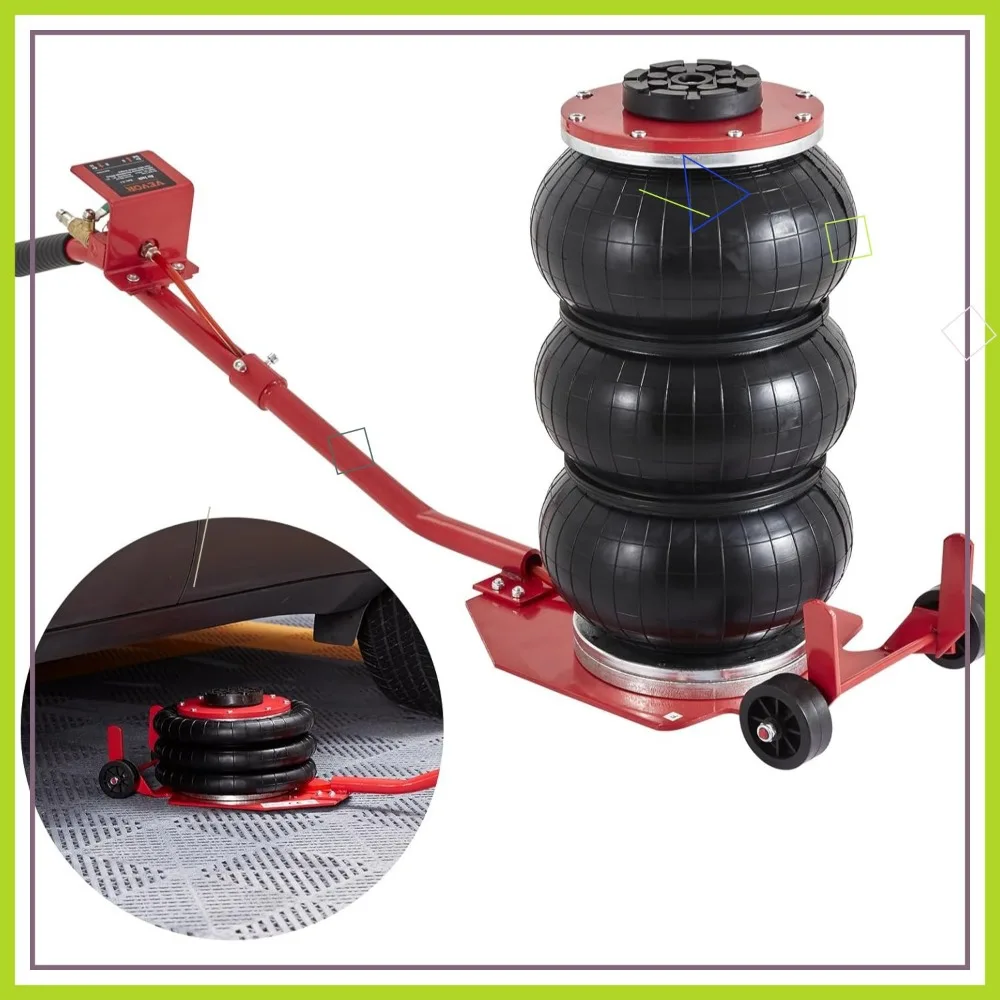 

3 Ton Triple Bag Air Jack, 6600 lbs Capacity, Fast Lifting in 3-5 Seconds, Red for Car Repairs