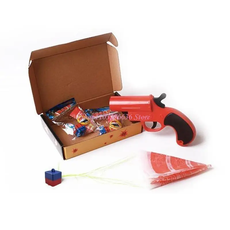 

R6FD 1PC Hand Throwing Parachute Guns Portable Outdoor Backyard Toy Anti-Stress Toy