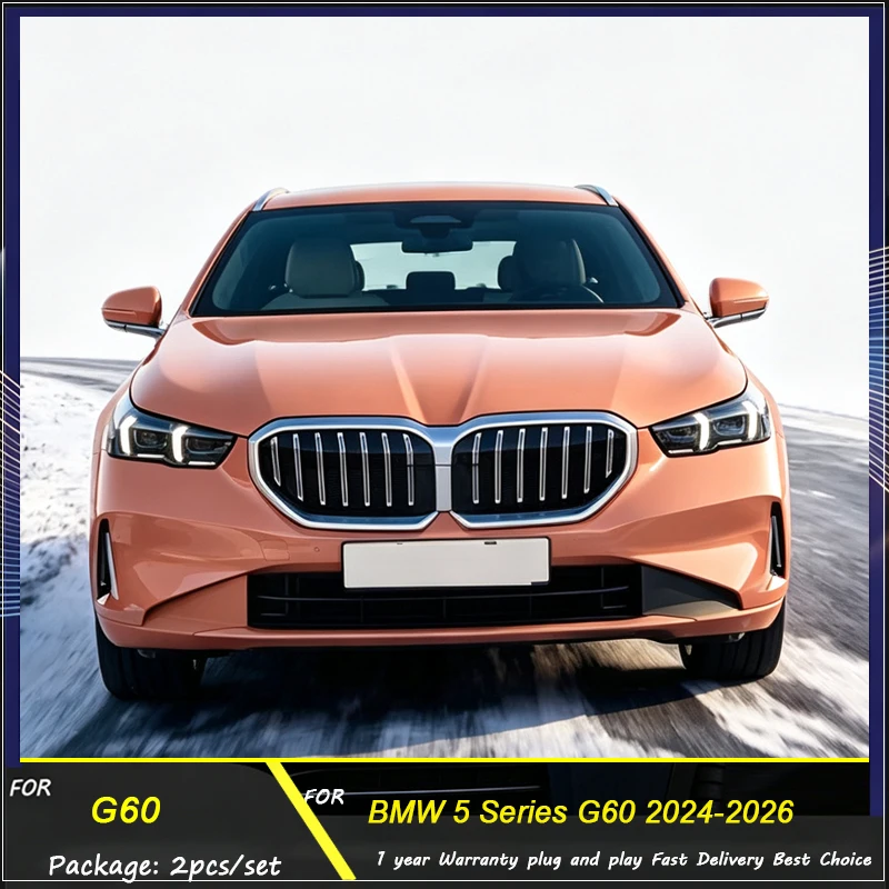 Original Style Headlight Assembly For BMW 5‑Series G60 2024‑2026, Upgrade High‑Version Dual‑Color LED DRL Laser Lens Head Lamp