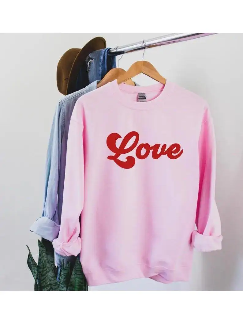 Skuggnas Love Valentine's Day Sweatshirt Women Fashion Tumblr Sweater Love Jumper Long Sleeved Spring Autumn Sweaters Hoody