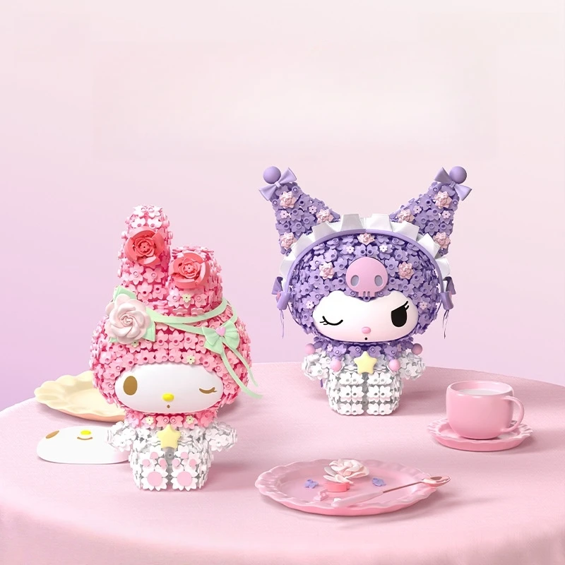 

Строительные блоки Sanrio Hello Kitty Kuromi, собранная модель, детские развивающие игрушки, подарки на день рождения, анимационные периферийные устройства