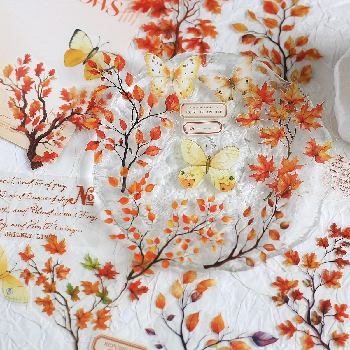 Journamm 20pcs PET Branches Butterfly Stickers Sticker Adhesive Decoration Stickers Creativity DIY Scrapbook Decorative Stickers