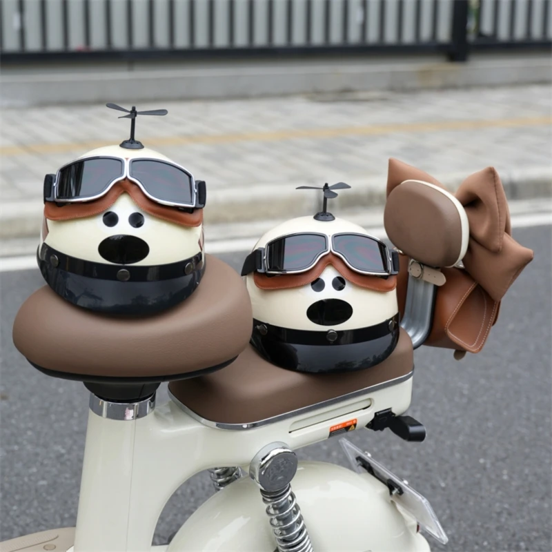 

Half Helmet Motorcycle Electric Vehicle Bicycle Riding Cute Dog Helmet for Family Men Women Children Cartoon Windmill Helmet
