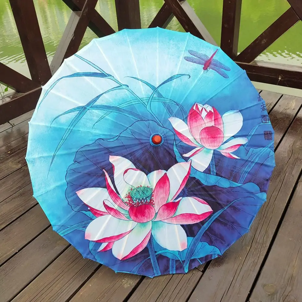 

Durable Handmade Oiled Paper Umbrella Decorative Hanging Patterned Dance Umbrella Long-handle Colorful Stick Umbrella Girl
