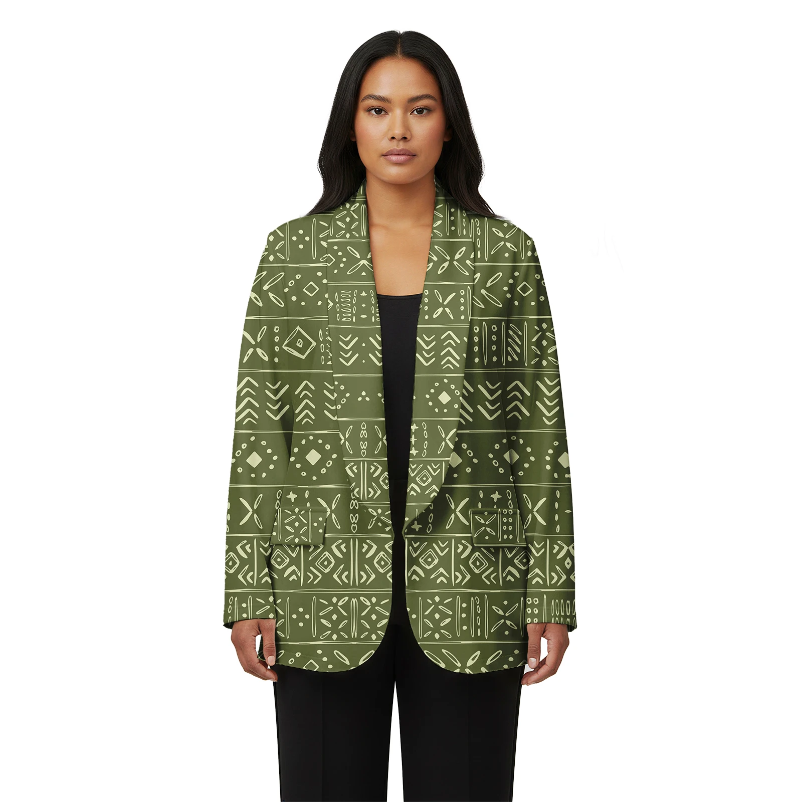 Women's Samoan Custom Casual Elegant Suit Formal Polynesian Ladies Clothes Taps Fiji Tribal Long Sleeve Turn-down Collar Blazer view 3
