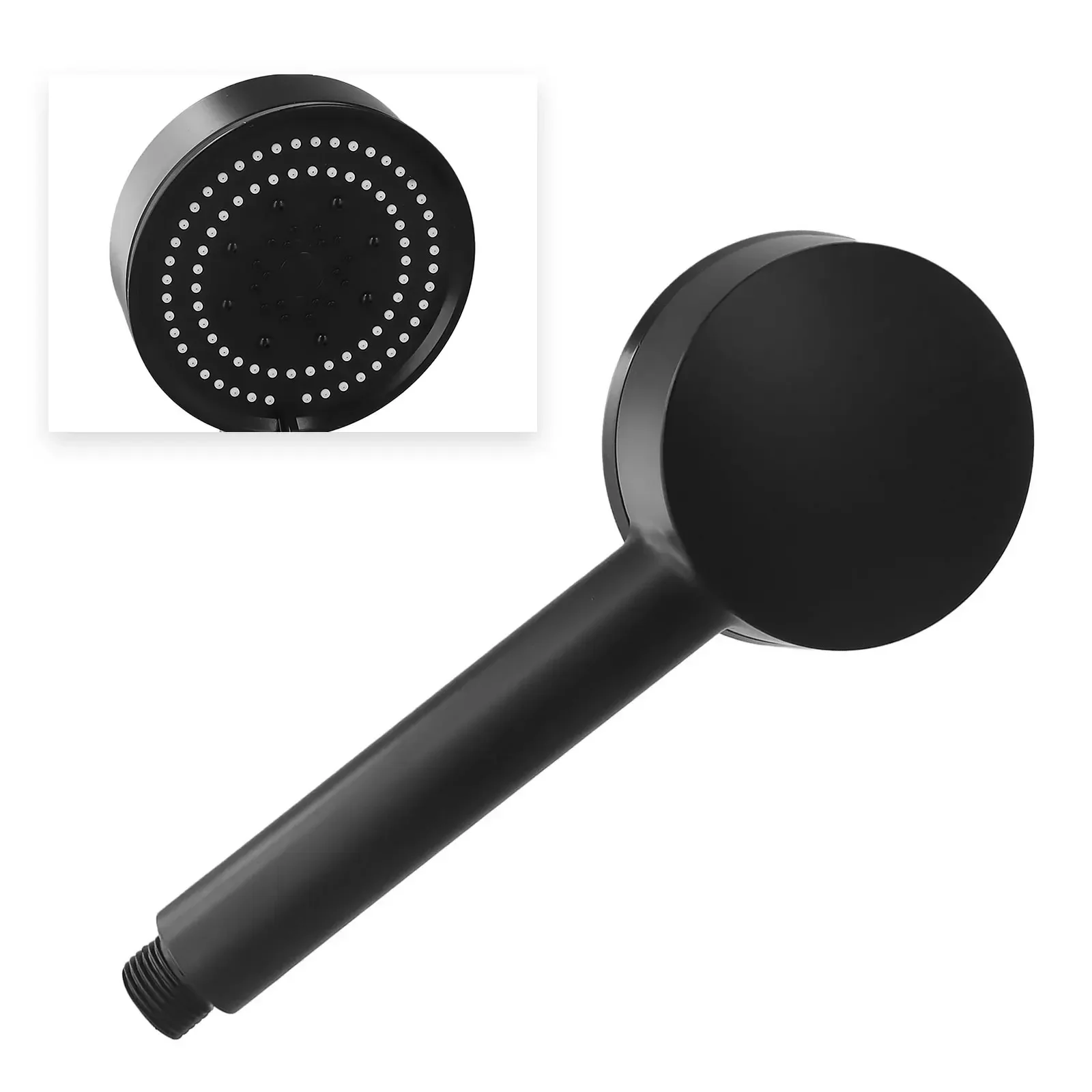 Fixed Support Type Round Water Saving Shower Heads Shower Head 5 Modes Adjustment Bathroom Black Shower Head Set