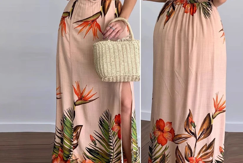 Mulheres cinta sem mangas decote em v cintura alta longo maxi floral flor vestido até o chão verão sexy