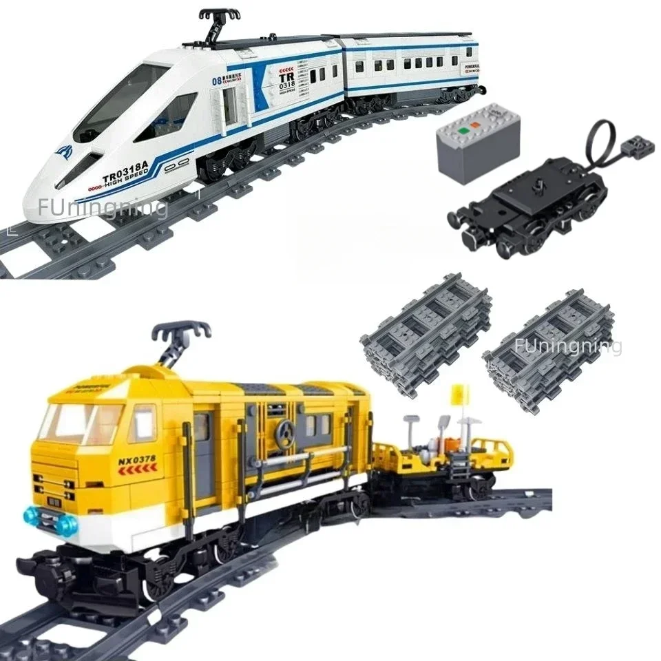MOC rail transit luxury high-speed train model puzzle toy building blocks birthday gift