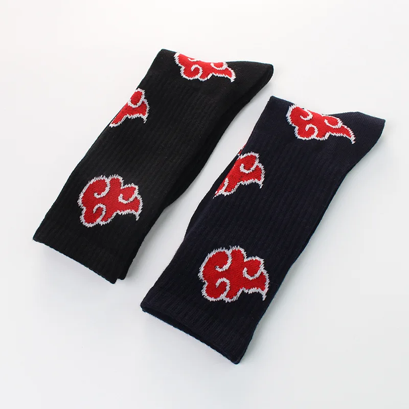 Halloween Anime Red Cloud Akatsuki High Quality Socks Ninja Unisex Adult Cotton Socks Cosplay Men And Women Outdoor Sockings