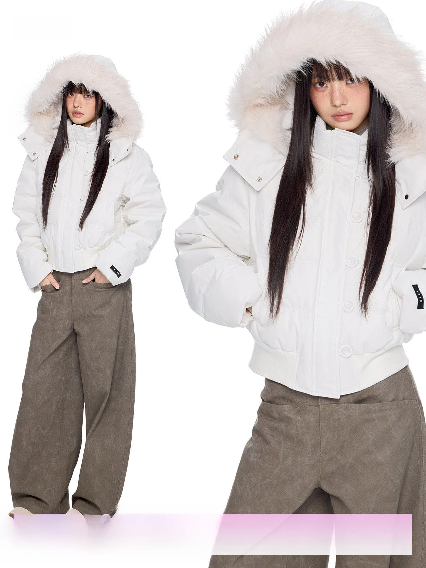 

EZEK Women's ort Puffer Jaet 90% White Du down Thiened Hooded Coat Warm Casual Sle Faionable Winter Outerwear