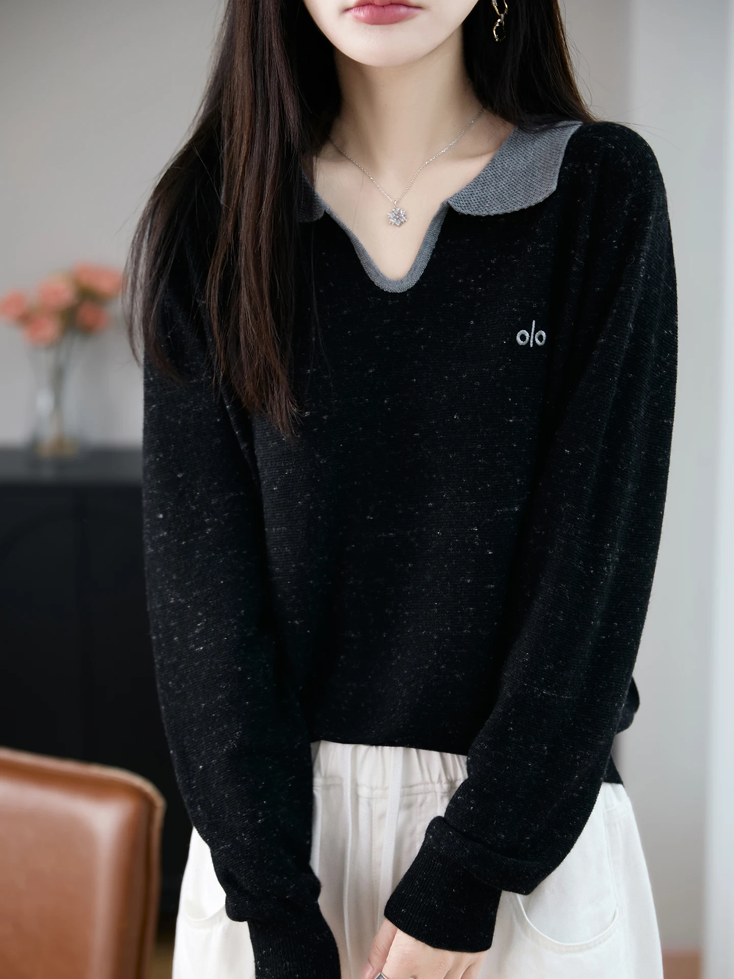 

Faionable Color Blo Design Soft Long Sve Knitted Sweater Women's Autumn Winter Thi Casual Sle High Quali Base La...