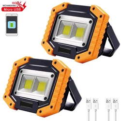 Linternas COB portátiles de 100W, foco Led, luz de trabajo recargable por USB, luz de inundación para exteriores, Banco de energía 18650, lámpara de emergencia para acampar