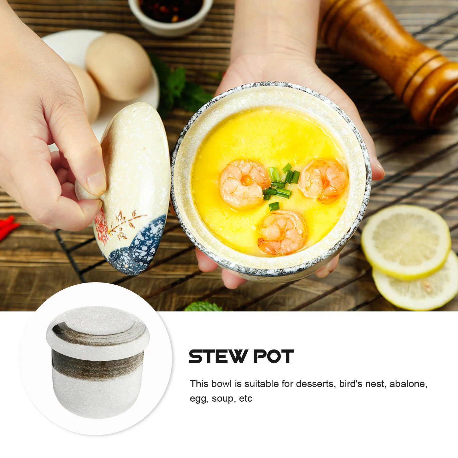 

Stew Cup Steam Egg Bowl Pot for Soup Ramekins Steaming Eggs Cooking Small Ceramic
