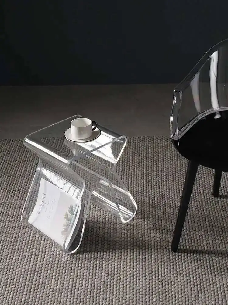 

Acrylic Room Sofa Transparent Side Table Living Coffee Table Bedroom Bedside Table Living Room Special-shaped Coffee Tables