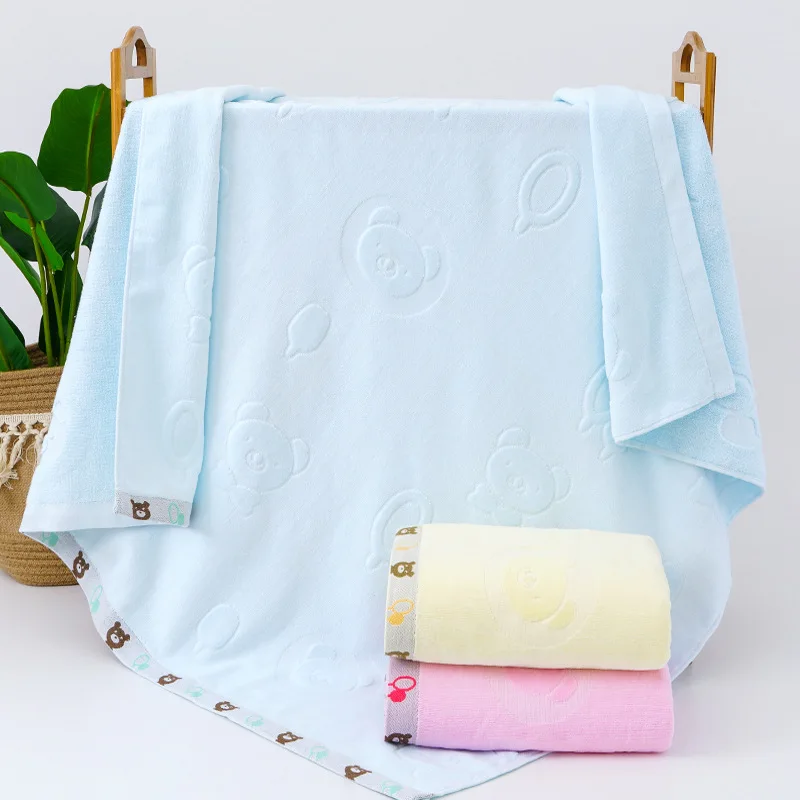 

All-cotton Cut-pile Cartoon Large Bath Towel, Soft Baby Blanket, Quick-drying Absorbent Children's Bath Towel for Kindergarten