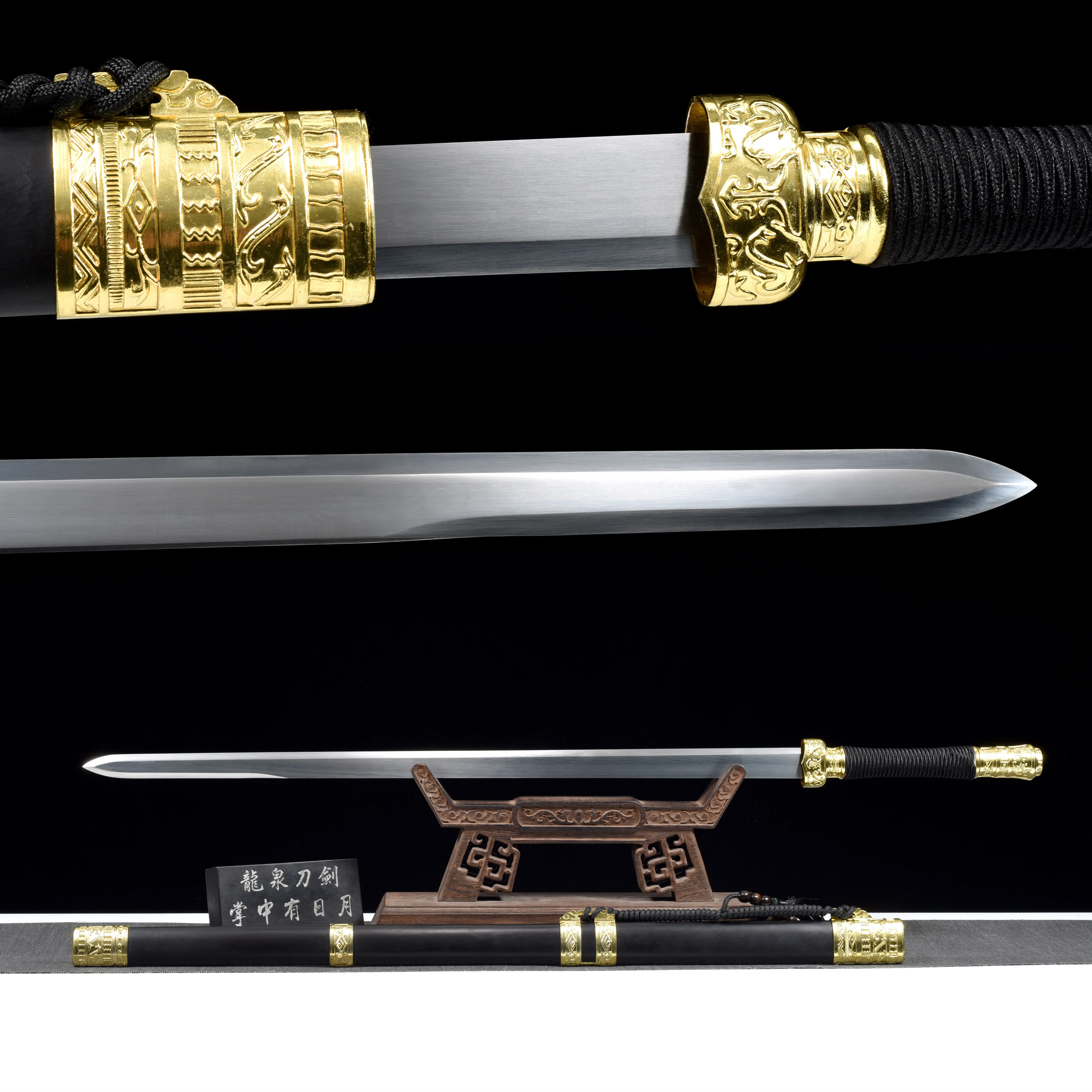 

100 см золотой китайский самурайский меч из весенней стали острое оружие полный танг ниндзя боевые искусства катана кунг-фу рыцарь настоящий