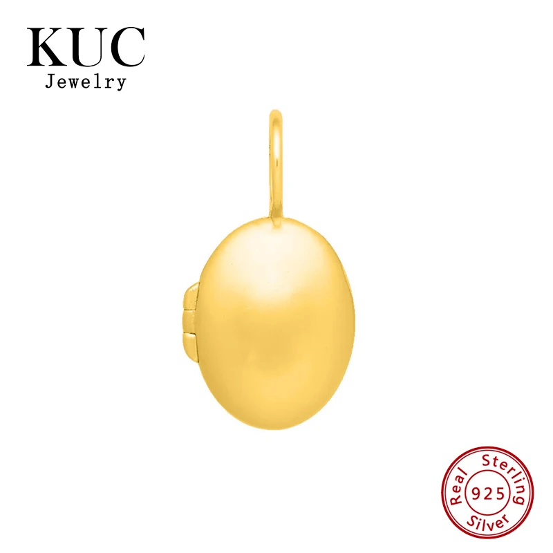 Fine Jewelry 925 Sterling Silver Custom Unique Casual Smooth Oval Locket Pendant Charms for Women