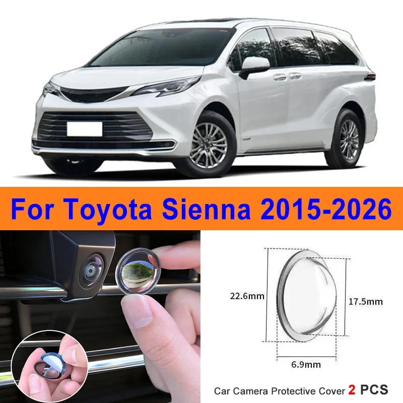 

360 Reverse Image Car Camera Cover Anti-Scratch PC Lens Protector Stickers For Toyota Sienna 2015-2026 2Pcs