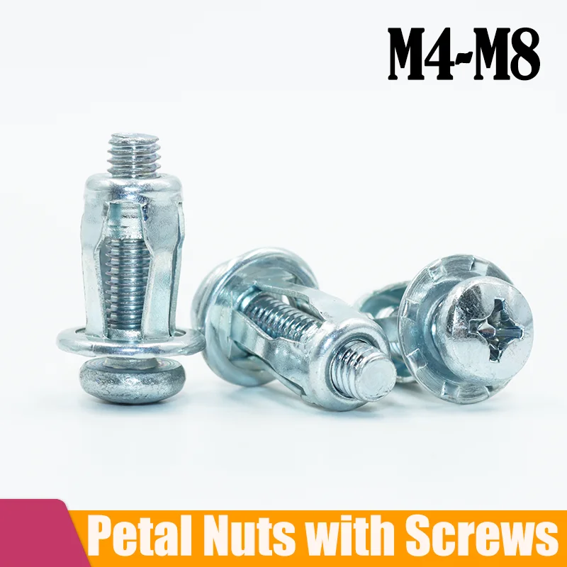 30/50P Petal Shape Metal Rivet Nuts Kit Molly Jack Nut Expansion Screw Bolt M4 M5 M6 M8 License Plate Panel Clamp Lock Rivetnut 