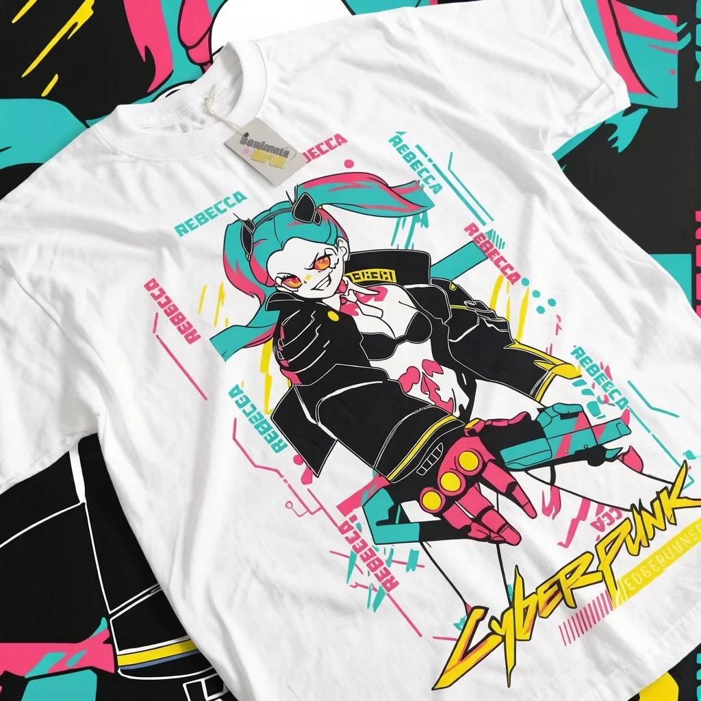 Rebecca T-shirtRunners DAVID and LUCY Shirt Lovers Shirt  Graphic Manga Shirt Cheap Clothing Y2k Clothes Man Men's T-shirts