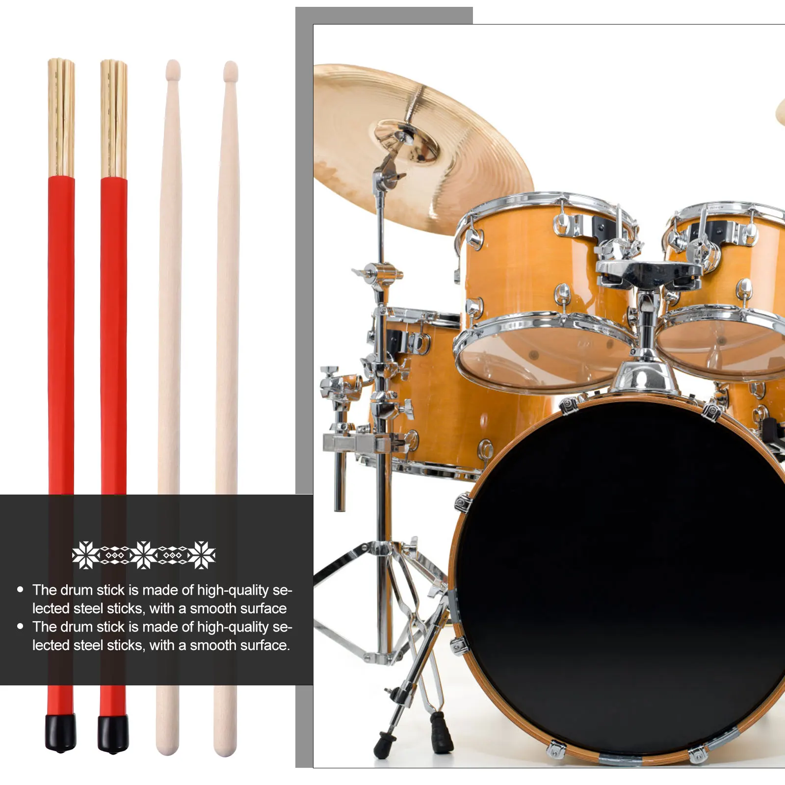 

Drumsticks Percussion Instrument Accessories for Electronic with Grip Kit Child