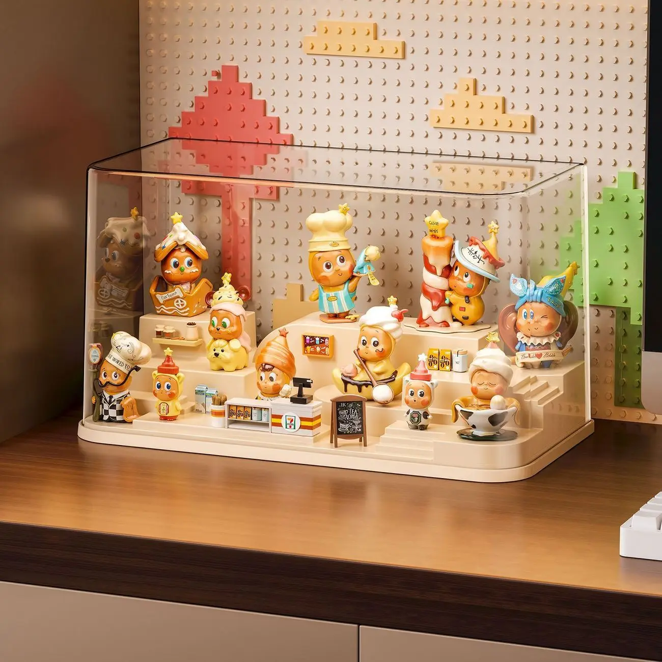 Figure Display Case Figure Display Case PET Dustproof Desktop Storage Box Stackable Tiered Showcase For Blind Box Mini Figurine