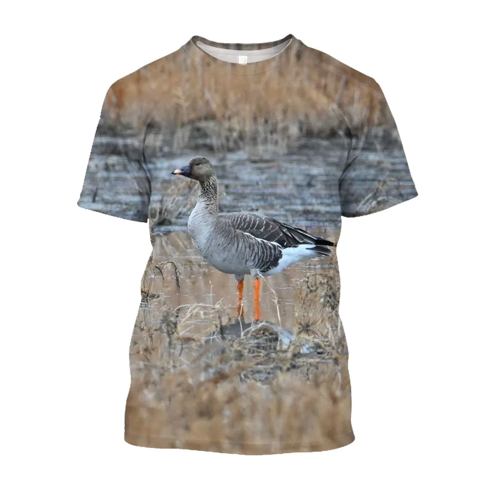 Summer New Wild Duck graphic t shirts Men Casual Outdoors Hunting Camouflage Fun Printed Personality O-neck Short Sleeve Tee Top