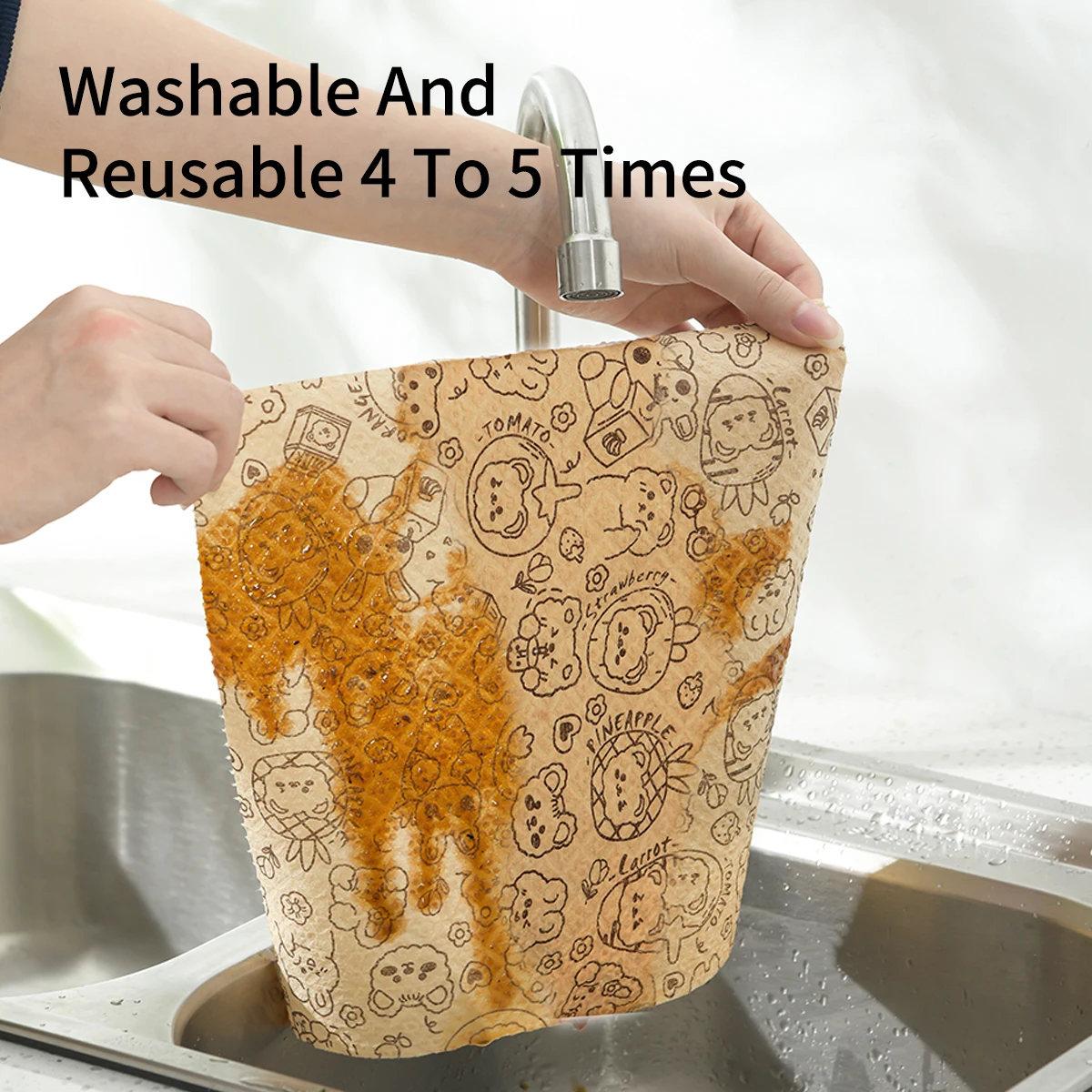 WORTHBUY Reusable Dish Cloth Bamboo Fiber Rag Multipurpose Table Tableware Cleaning Cloths Kitchen Thickened Paper Towel